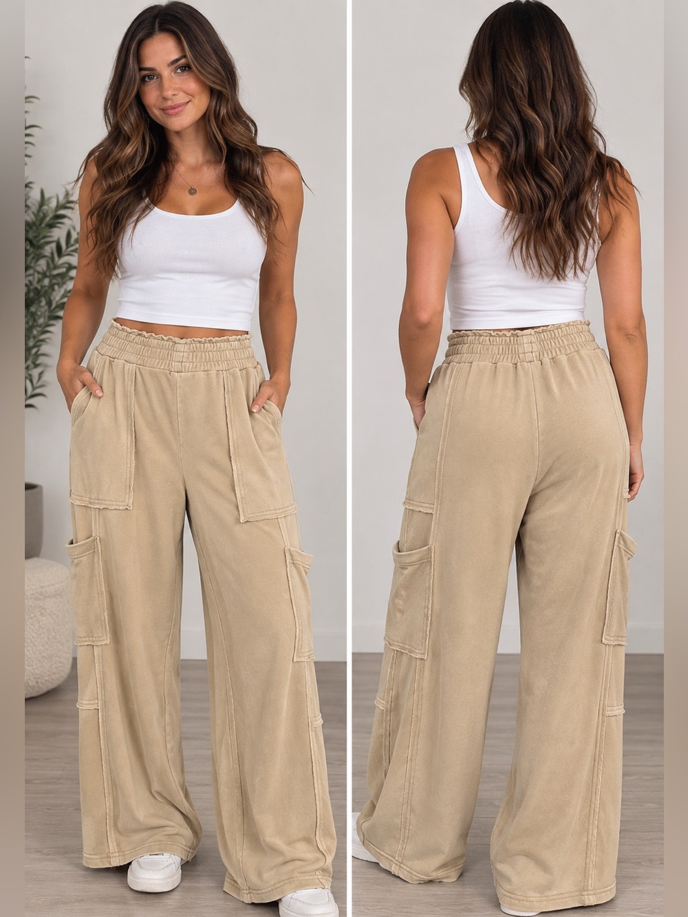 Double zero NEW Wide-Leg CASUAL Pants with Pockets SOFT! L🌺